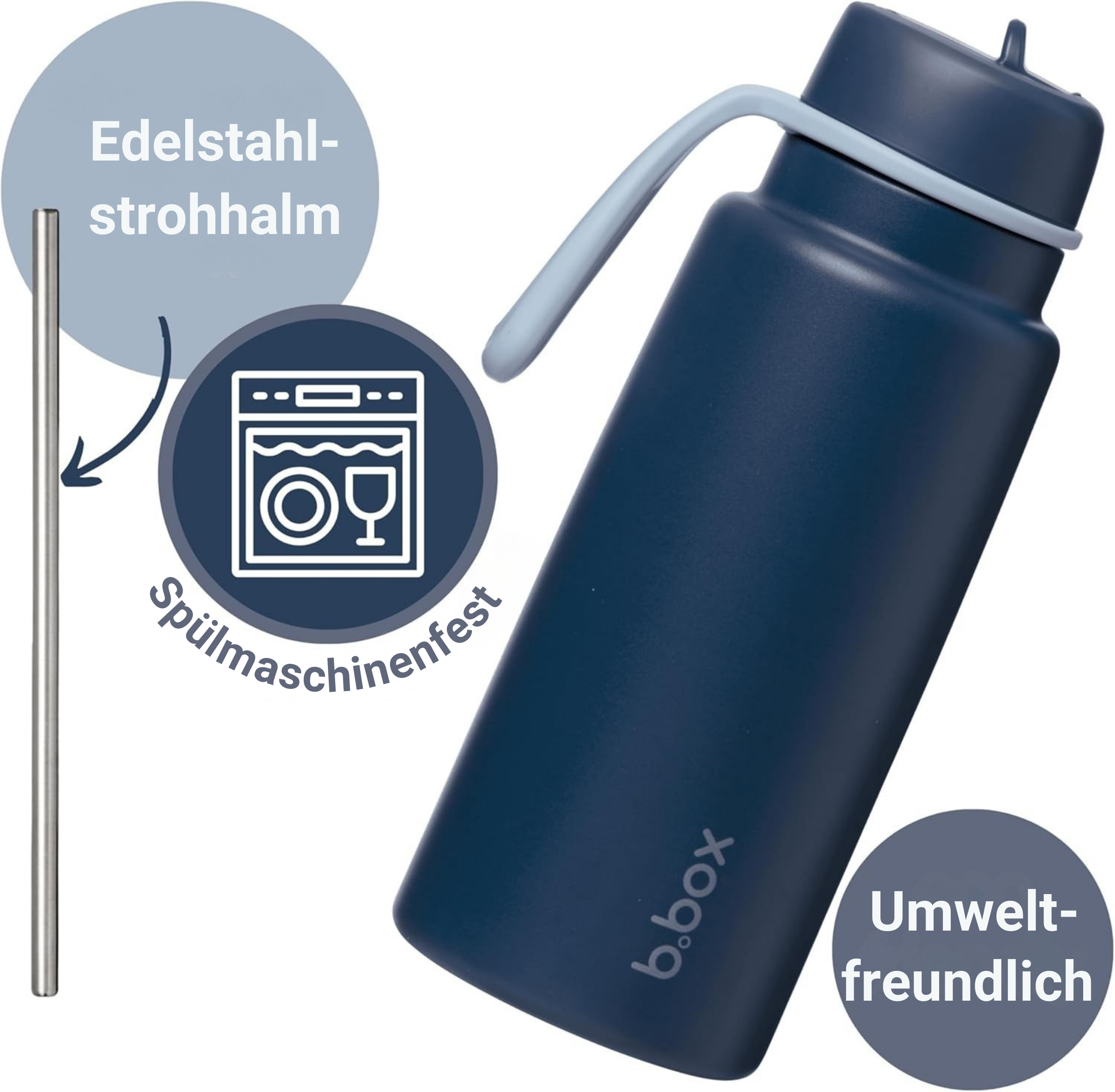 1L Insulated Flip Top Bottle - midnight